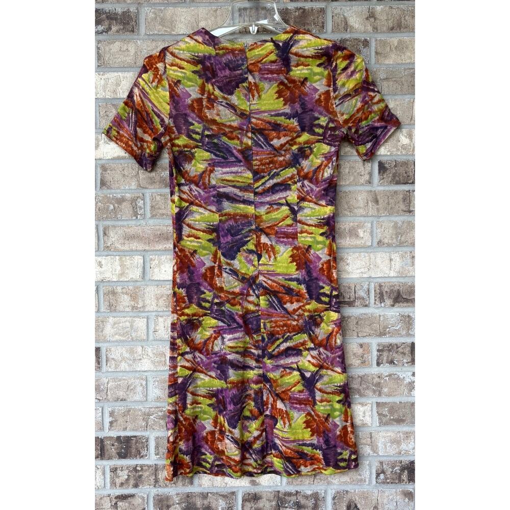 Vintage 60s 70s Tie Dye Midi Dress Psychedelic Boho Hippie Handmade Size S